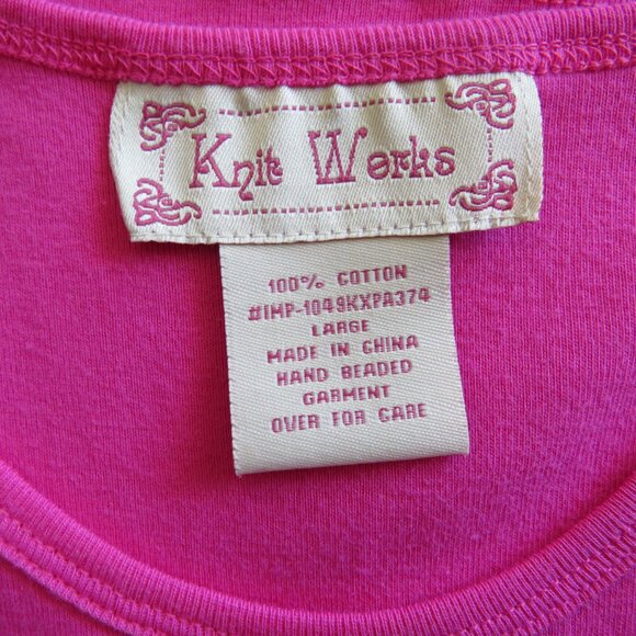 Knit Works Pink Sequins Beads Crown Sleeveless Women’s Summer Top size L - Picture 5 of 6